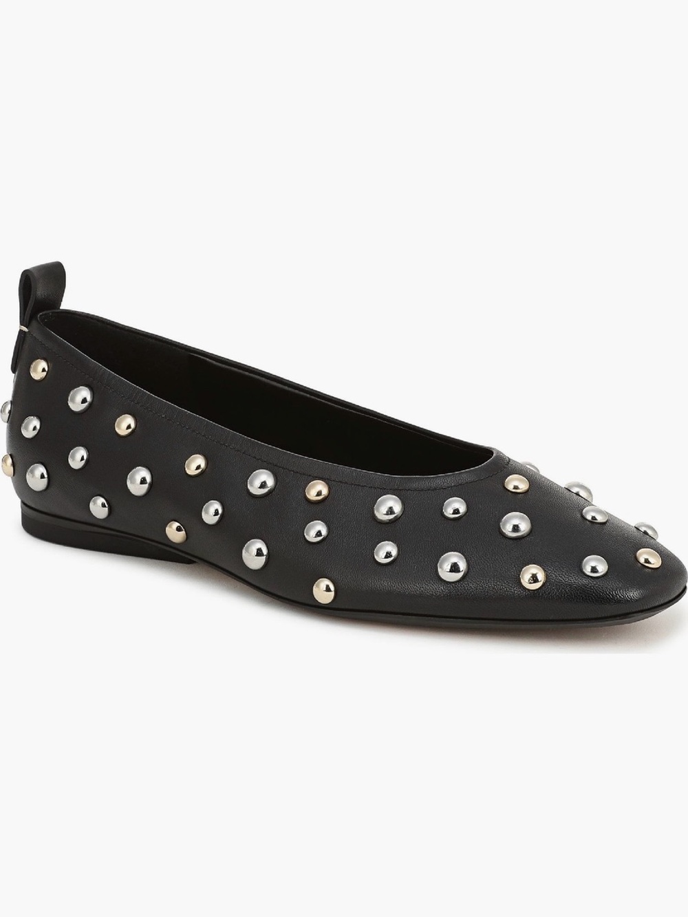 27 EDIT Black Leather Studded Ballet Flats